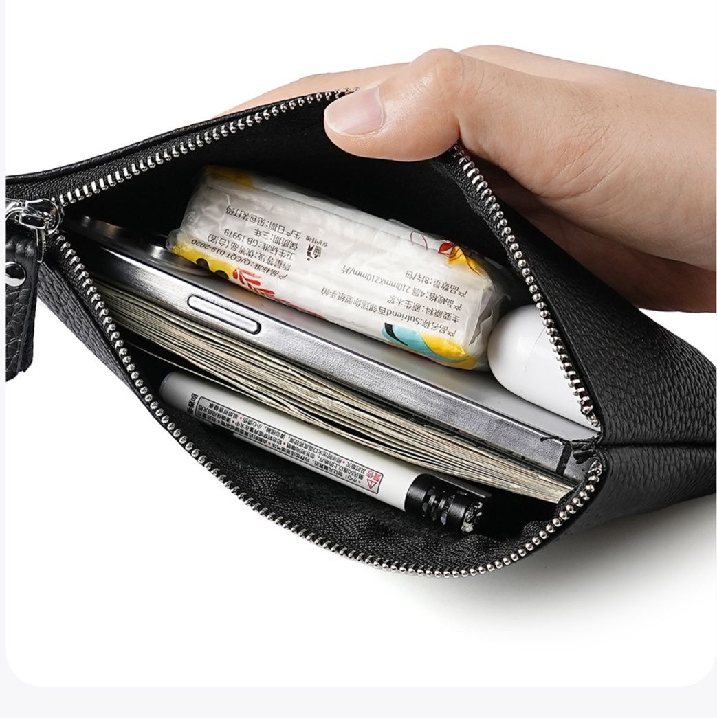 メンズ長財布 上質な牛革仕様のファスナー式薄型長財布