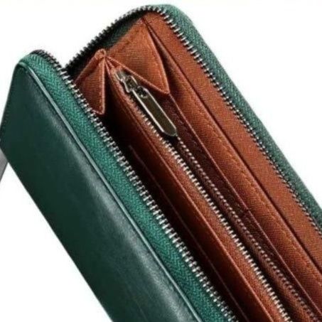 メンズ長財布 本革ラウンドファスナー式コンパクト長財布