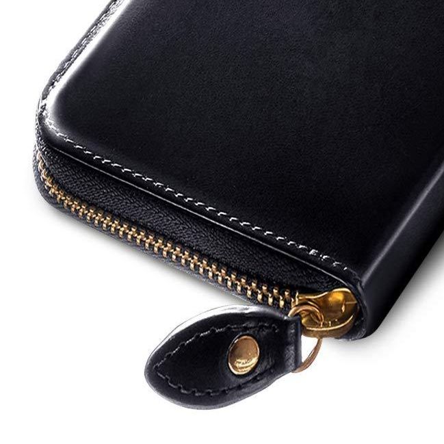 メンズ長財布 本革ラウンドファスナー式薄型長財布