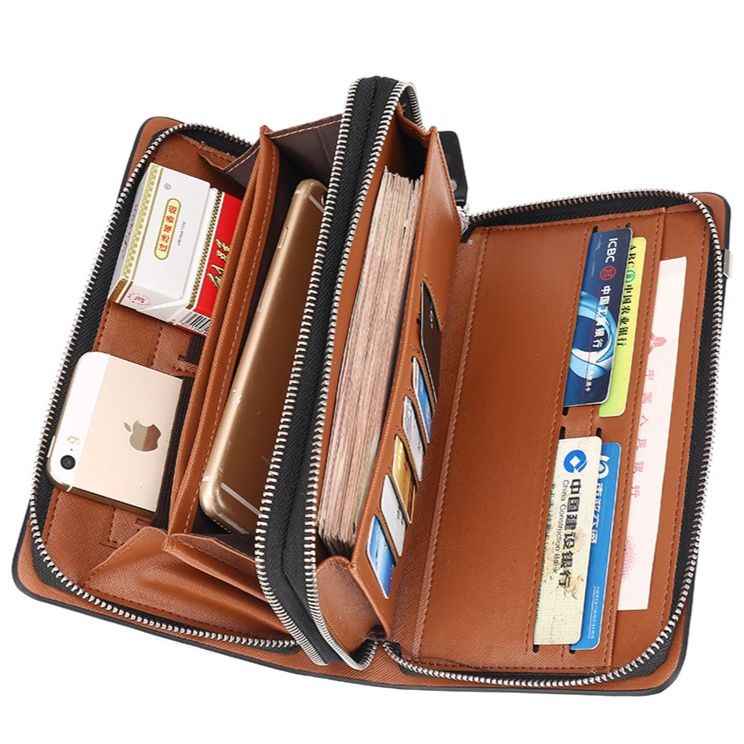 メンズ長財布 高級本革ラウンドファスナー式メンズ長財布