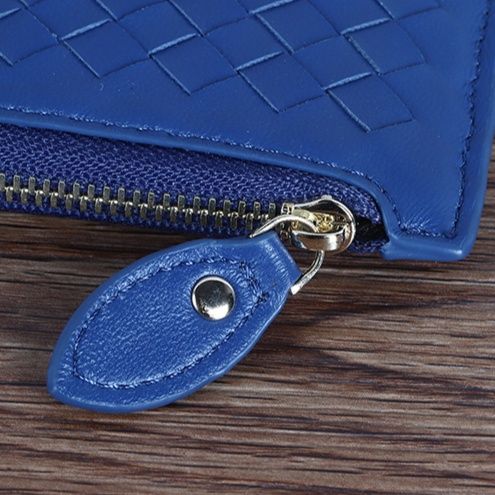 メンズ長財布 編み込みレザー薄型長財布ファスナー式