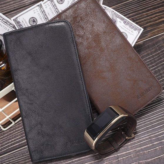 メンズ長財布 本革仕上げスリム多機能長財布