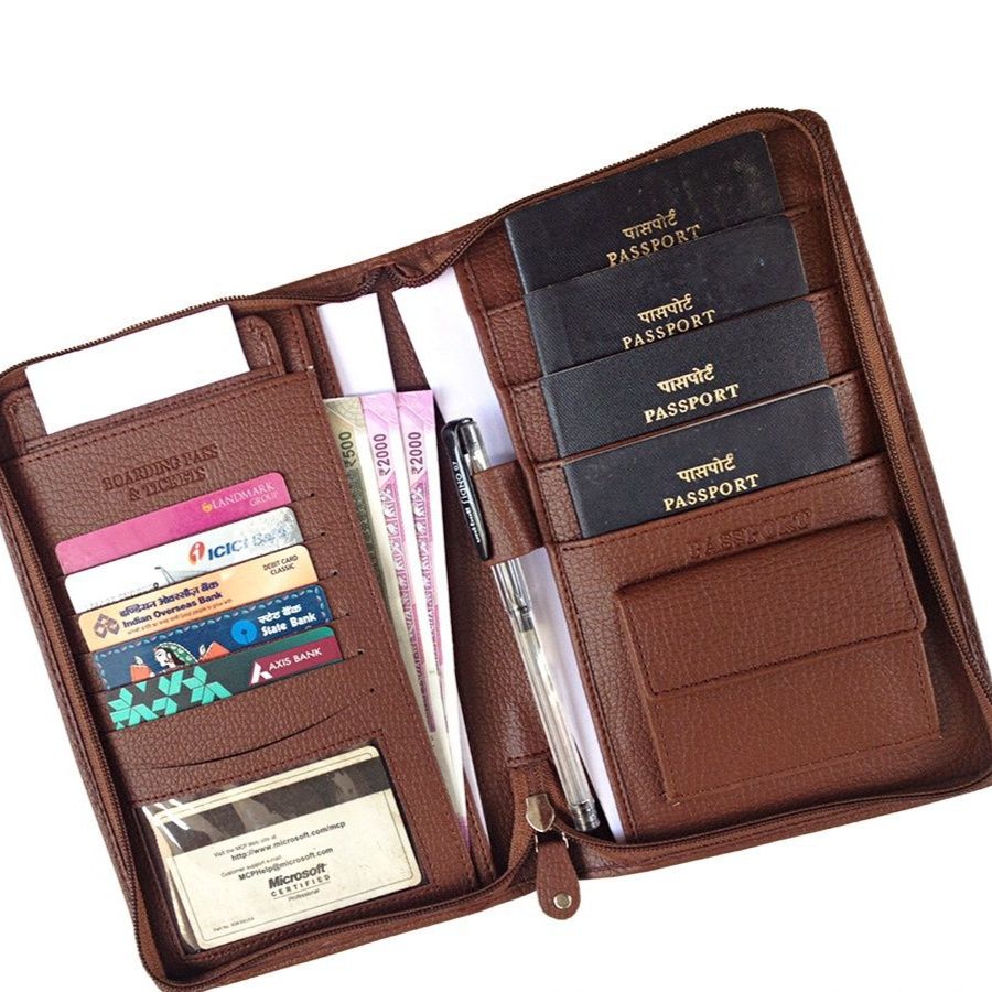 メンズ長財布 本革型押しラウンドファスナー薄型長財布