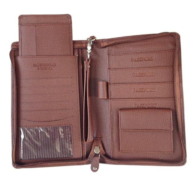 メンズ長財布 本革型押しラウンドファスナー薄型長財布