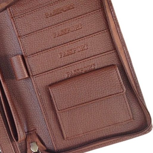 メンズ長財布 本革型押しラウンドファスナー薄型長財布