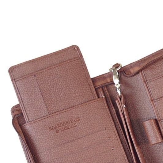 メンズ長財布 本革型押しラウンドファスナー薄型長財布