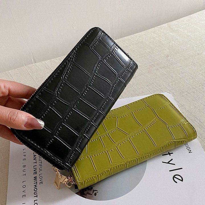 メンズ長財布 型押しクロコダイル風ラウンドファスナー長財布