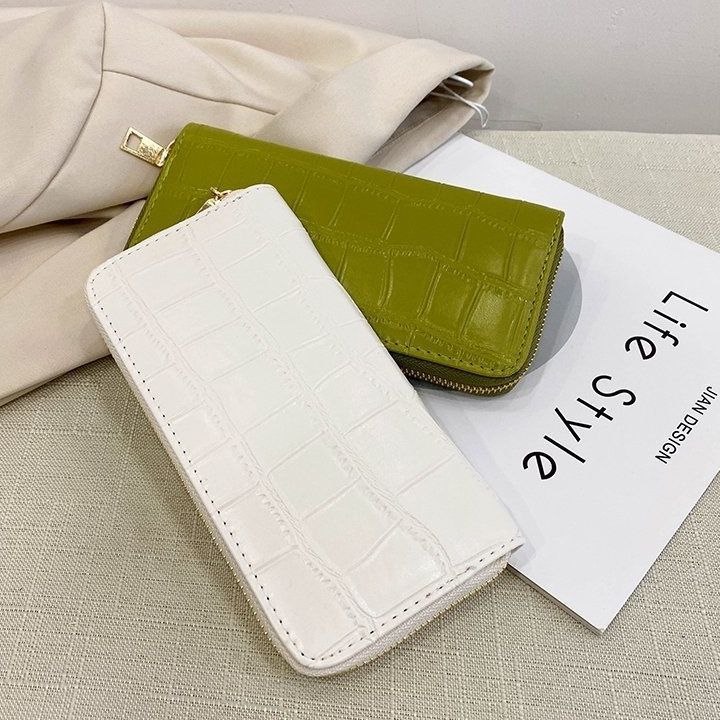 メンズ長財布 型押しクロコダイル風ラウンドファスナー長財布