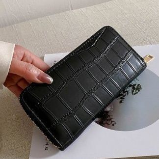 メンズ長財布 型押しクロコダイル風ラウンドファスナー長財布