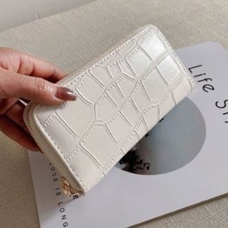 メンズ長財布 型押しクロコダイル風ラウンドファスナー長財布