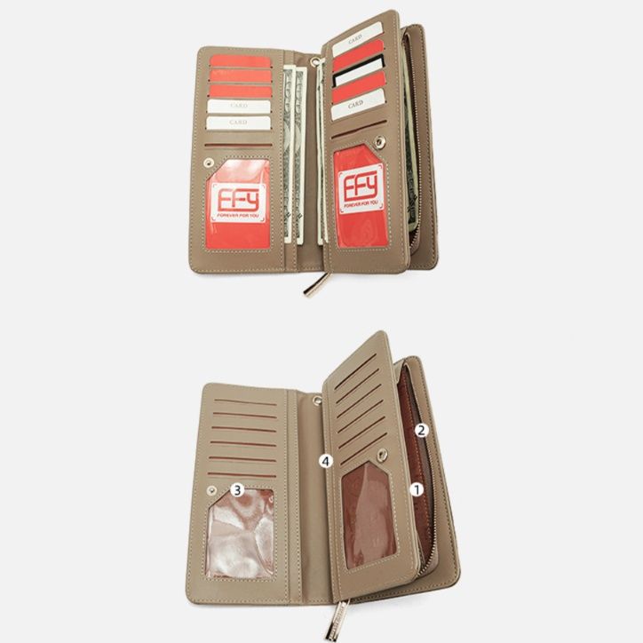 メンズ長財布 スリム設計大容量ファスナーポケット付き長財布