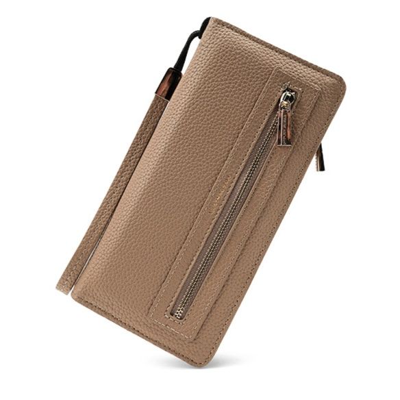 メンズ長財布 スリム設計大容量ファスナーポケット付き長財布