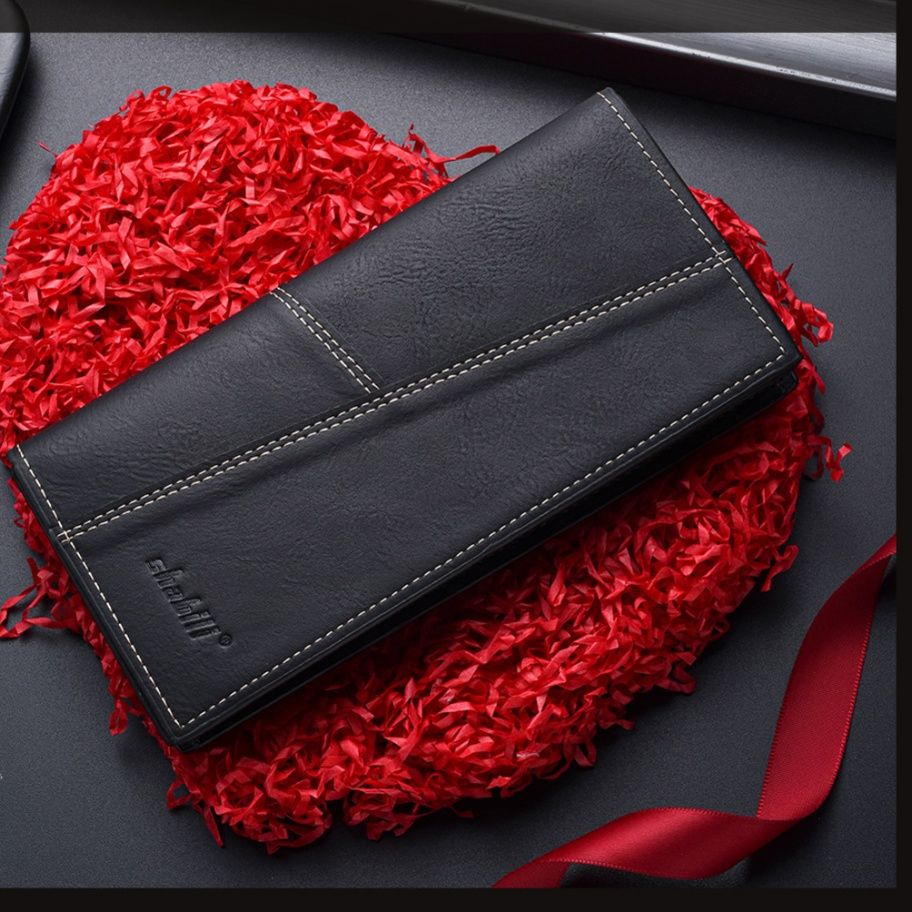 メンズ長財布 超薄型ステッチデザイン多機能長財布