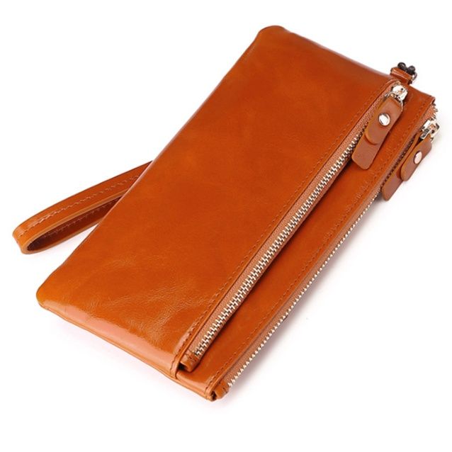 メンズ長財布 本革ダブルファスナー薄型メンズ長財布