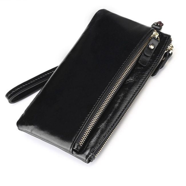 メンズ長財布 本革ダブルファスナー薄型メンズ長財布