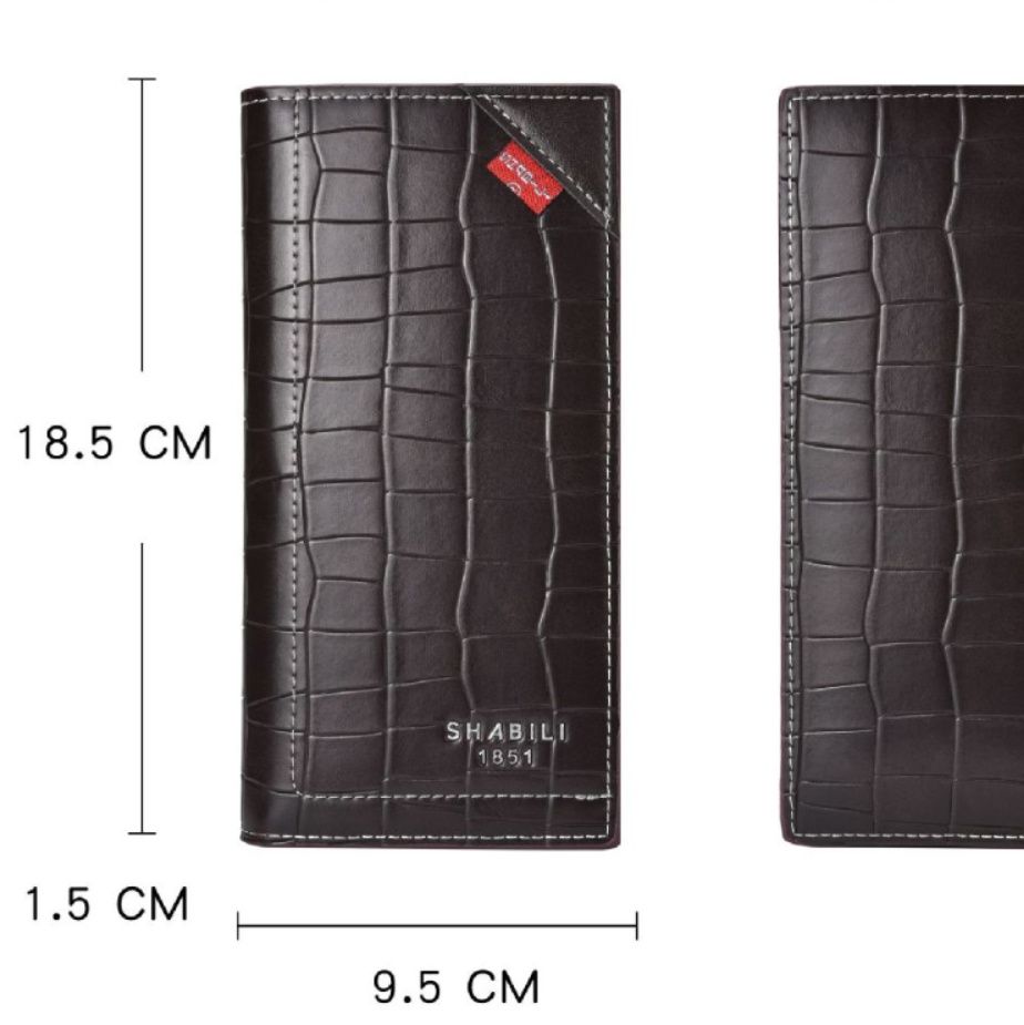メンズ長財布 型押しクロコ柄スリム縦型二つ折り財布