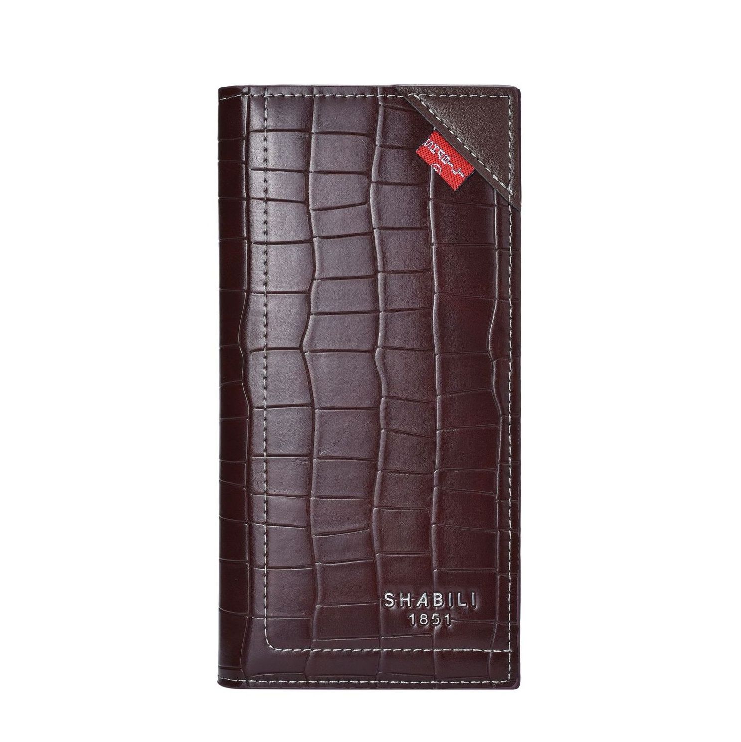 メンズ長財布 型押しクロコ柄スリム縦型二つ折り財布