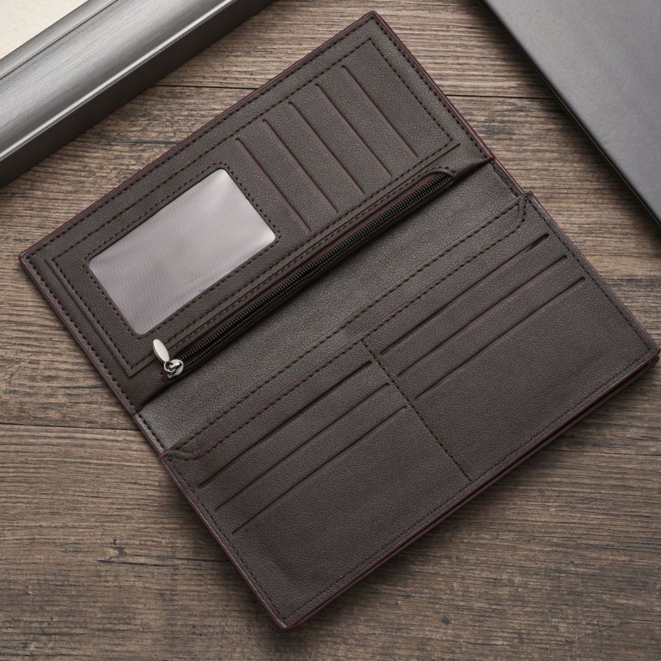 メンズ長財布 型押しクロコ柄スリム縦型二つ折り財布