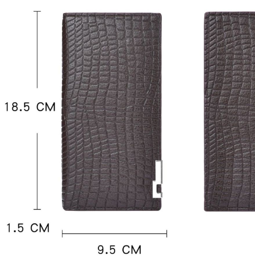 メンズ長財布 クロコ型押し本革調スリム二つ折り財布