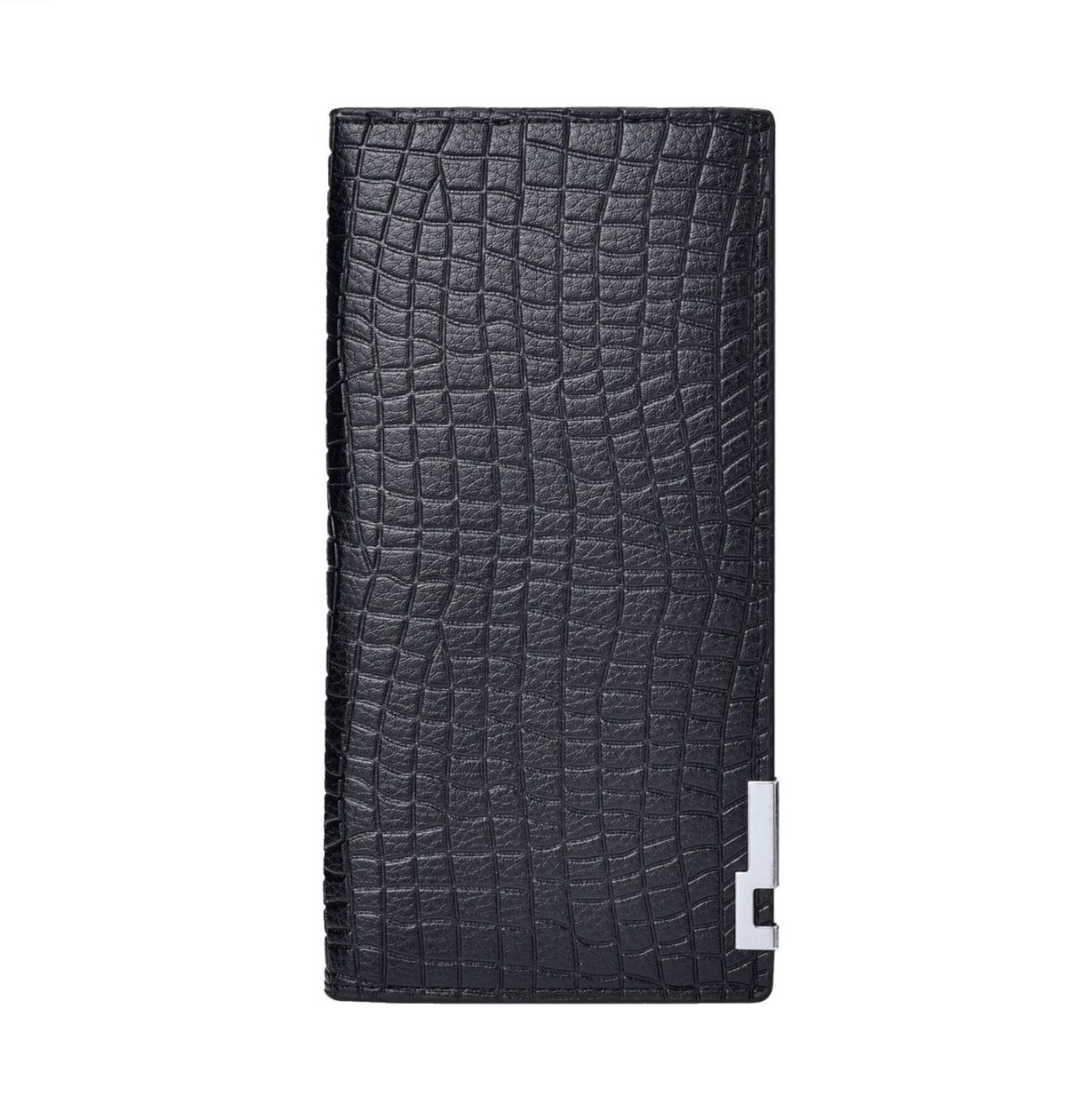 メンズ長財布 クロコ型押し本革調スリム二つ折り財布