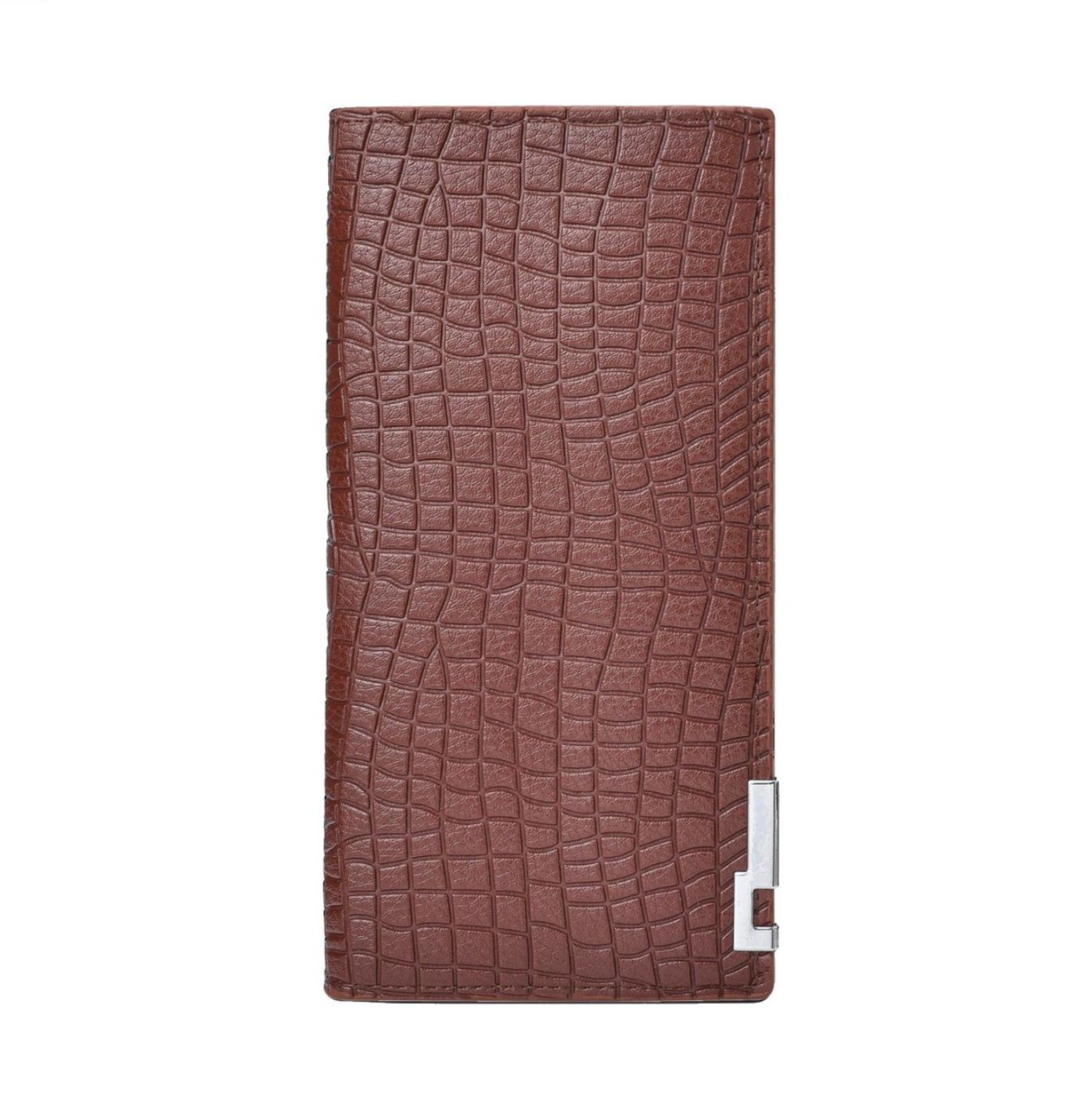 メンズ長財布 クロコ型押し本革調スリム二つ折り財布