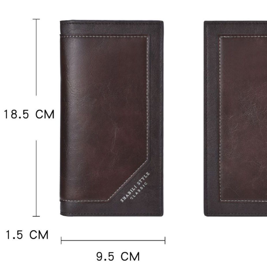 メンズ長財布 復古調ステッチデザイン薄型縦長財布