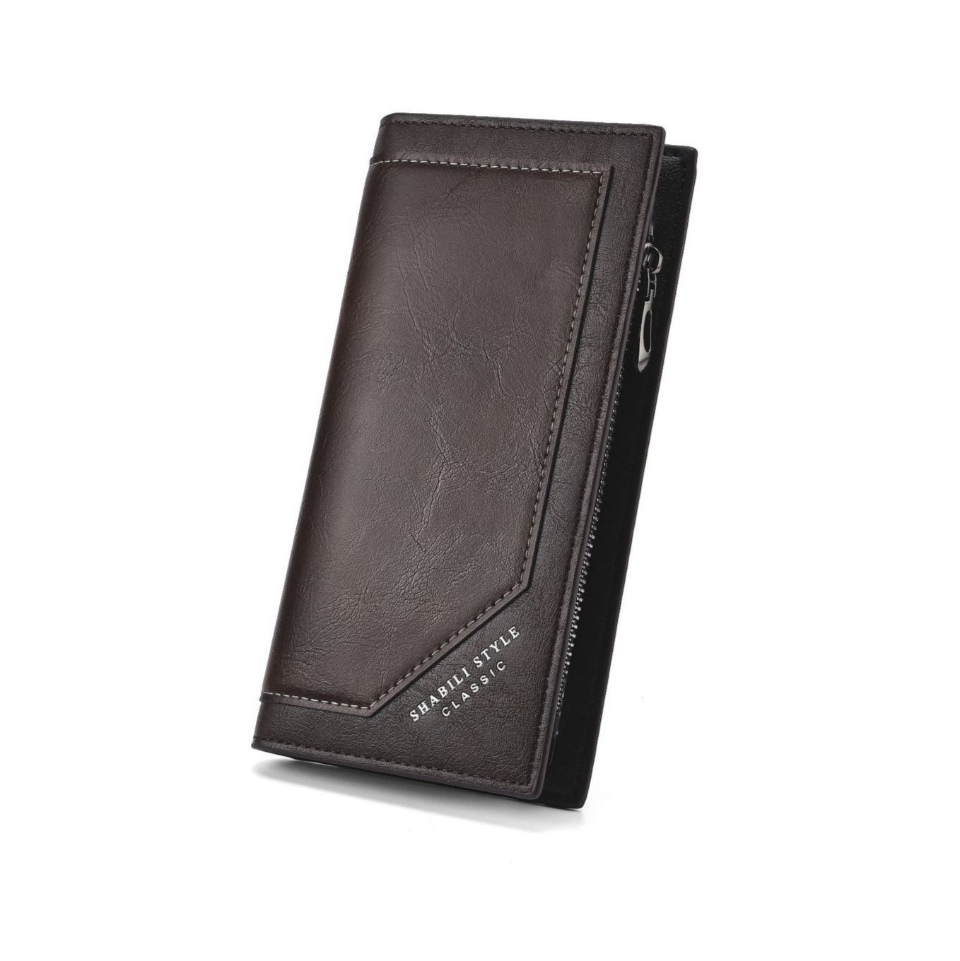 メンズ長財布 復古調ステッチデザイン薄型縦長財布