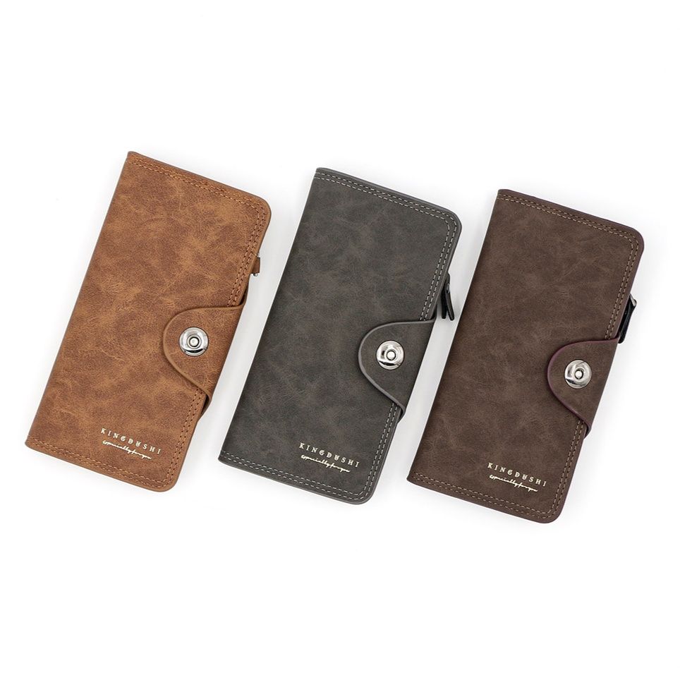 メンズ長財布 多機能ボタン留め小型メンズ長財布