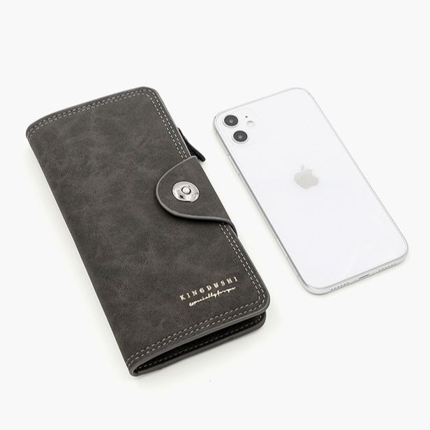 メンズ長財布 多機能ボタン留め小型メンズ長財布