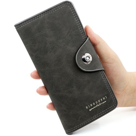 メンズ長財布 多機能ボタン留め小型メンズ長財布