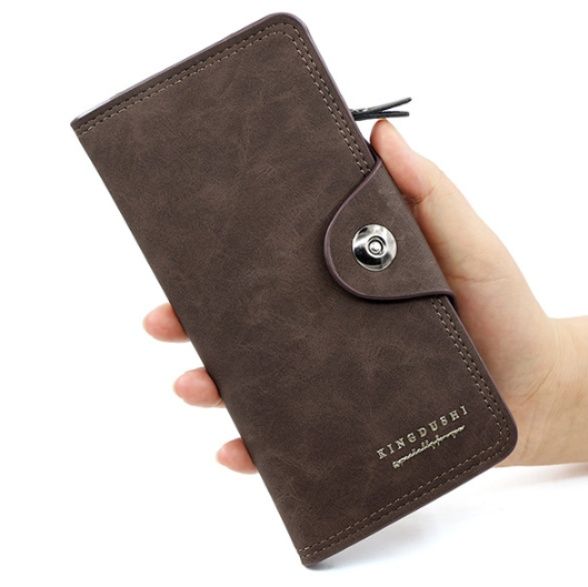 メンズ長財布 多機能ボタン留め小型メンズ長財布