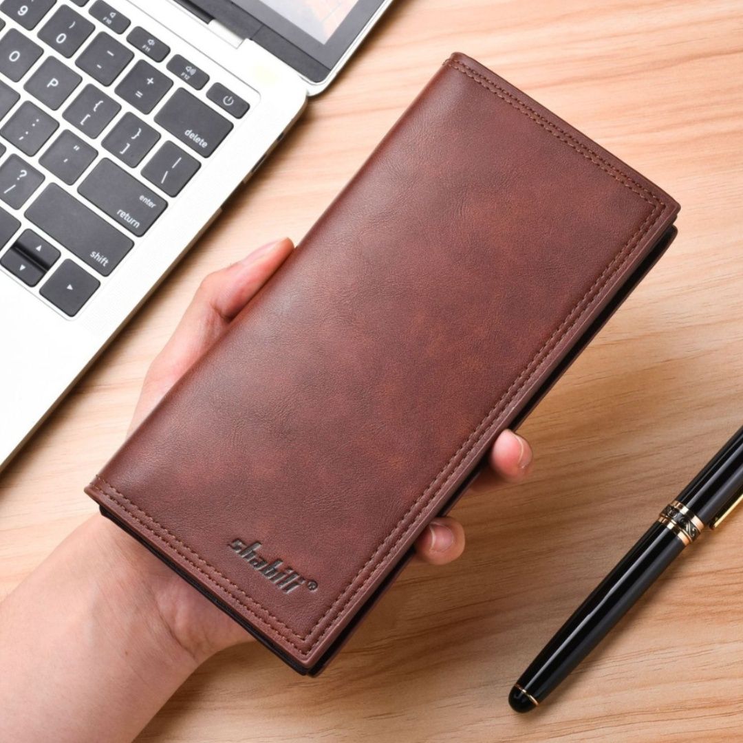 メンズ長財布 復古風薄型二つ折り長財布