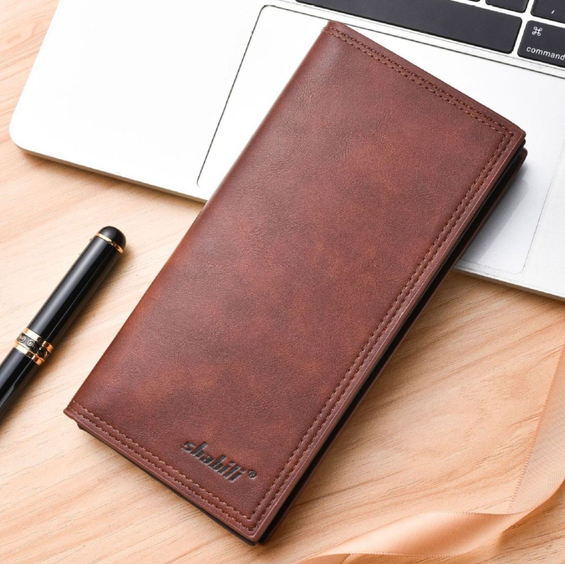 メンズ長財布 復古風薄型二つ折り長財布