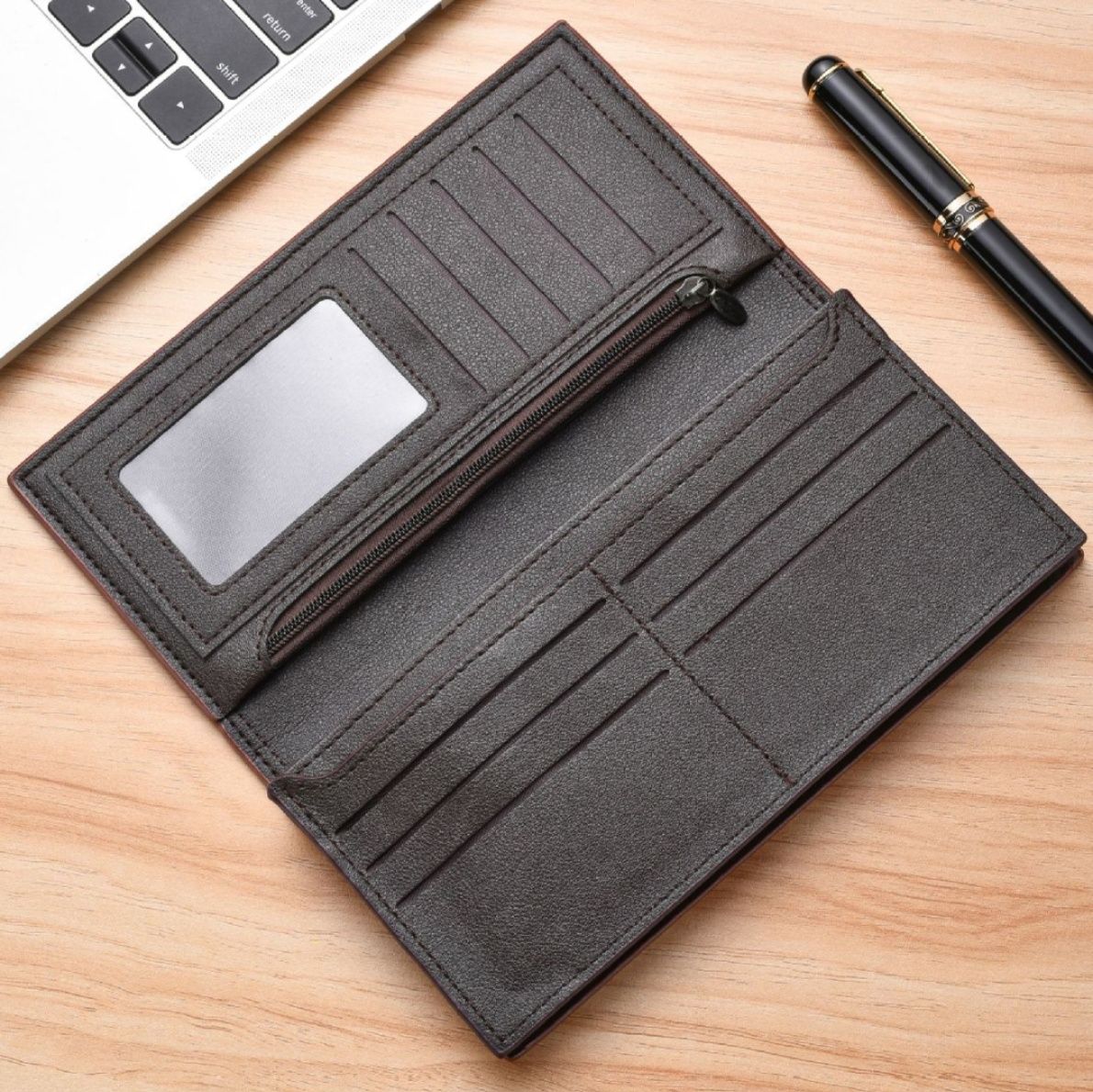 メンズ長財布 復古風薄型二つ折り長財布