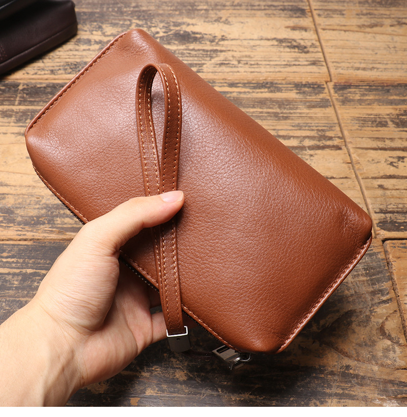 メンズ長財布 本革ハンドストラップ付き財布