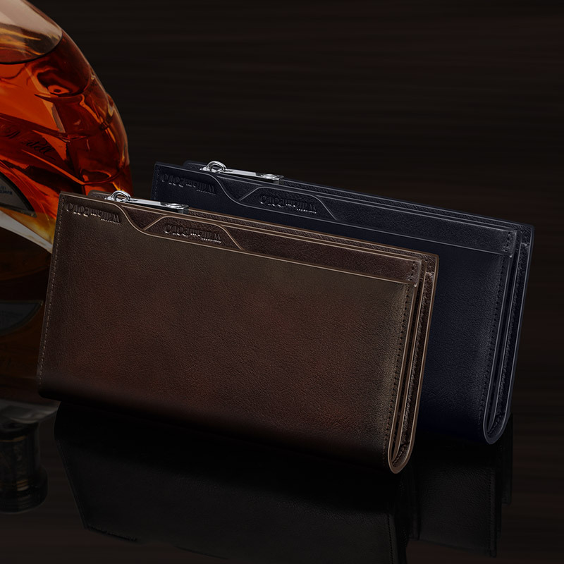 メンズ長財布 多機能ジッパー式二つ折り長財布