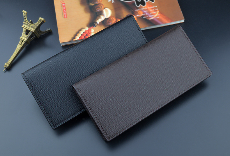 メンズ長財布  コンパクト多機能収納 合成皮革