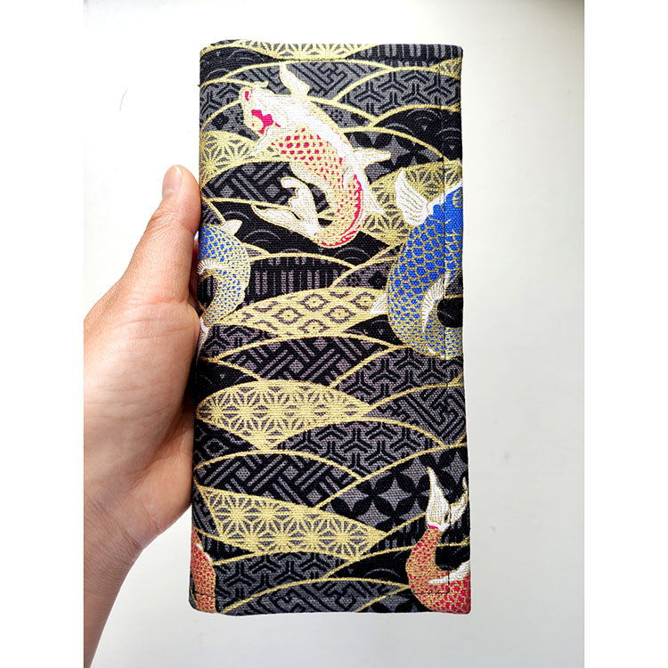 メンズ長財布 和風鯉柄刺繍入り薄型長財布