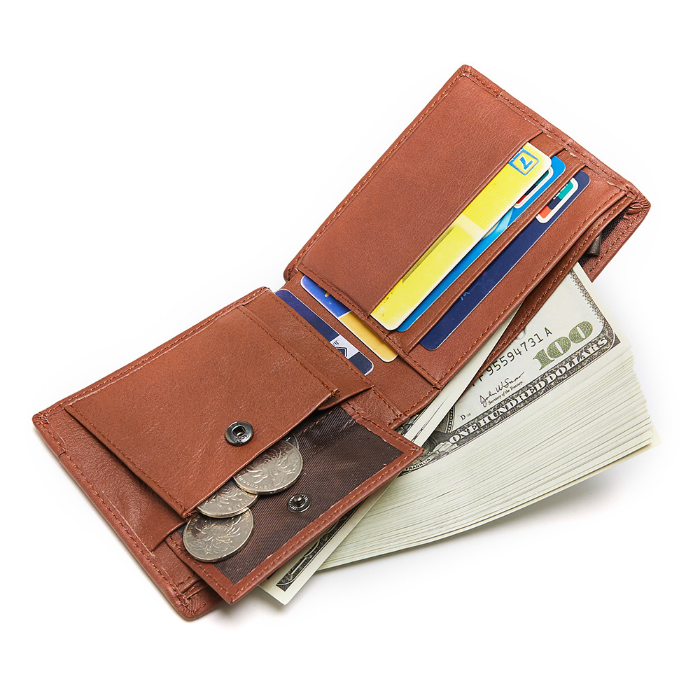 メンズ長財布 本革二つ折りコンパクト財布カード収納充実型