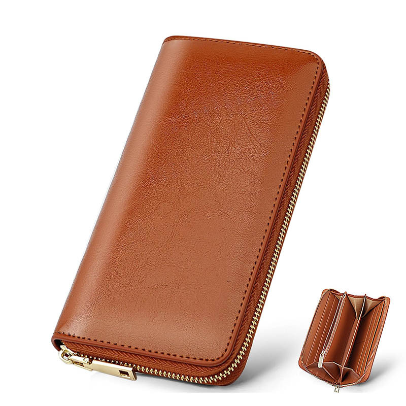 メンズ長財布 本革ラウンドファスナー薄型長財布