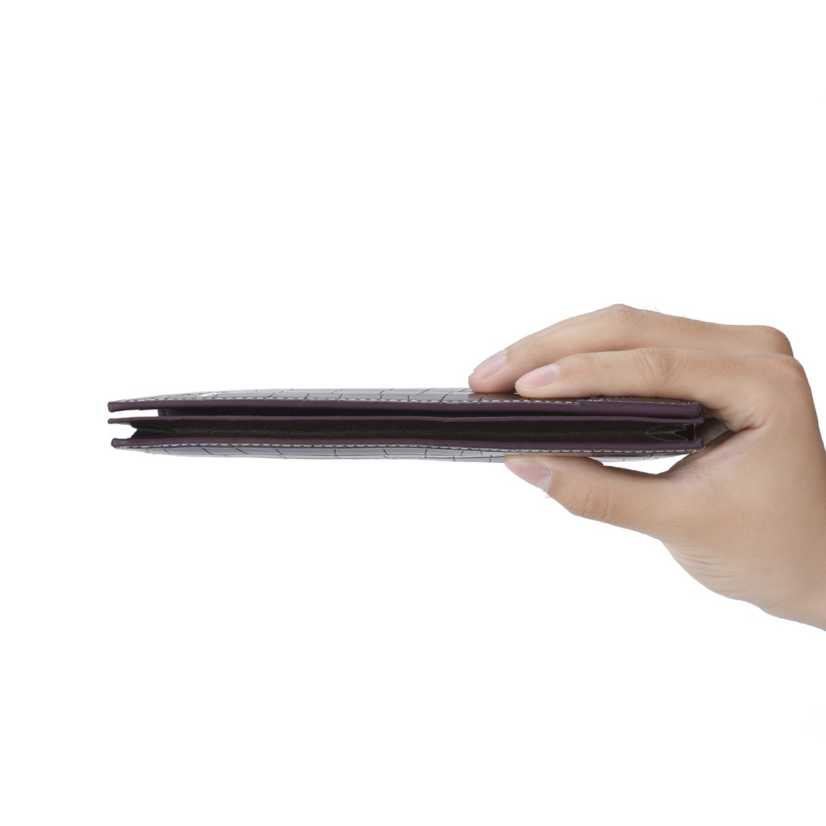 メンズ長財布 型押しクロコ柄スリム縦型二つ折り財布