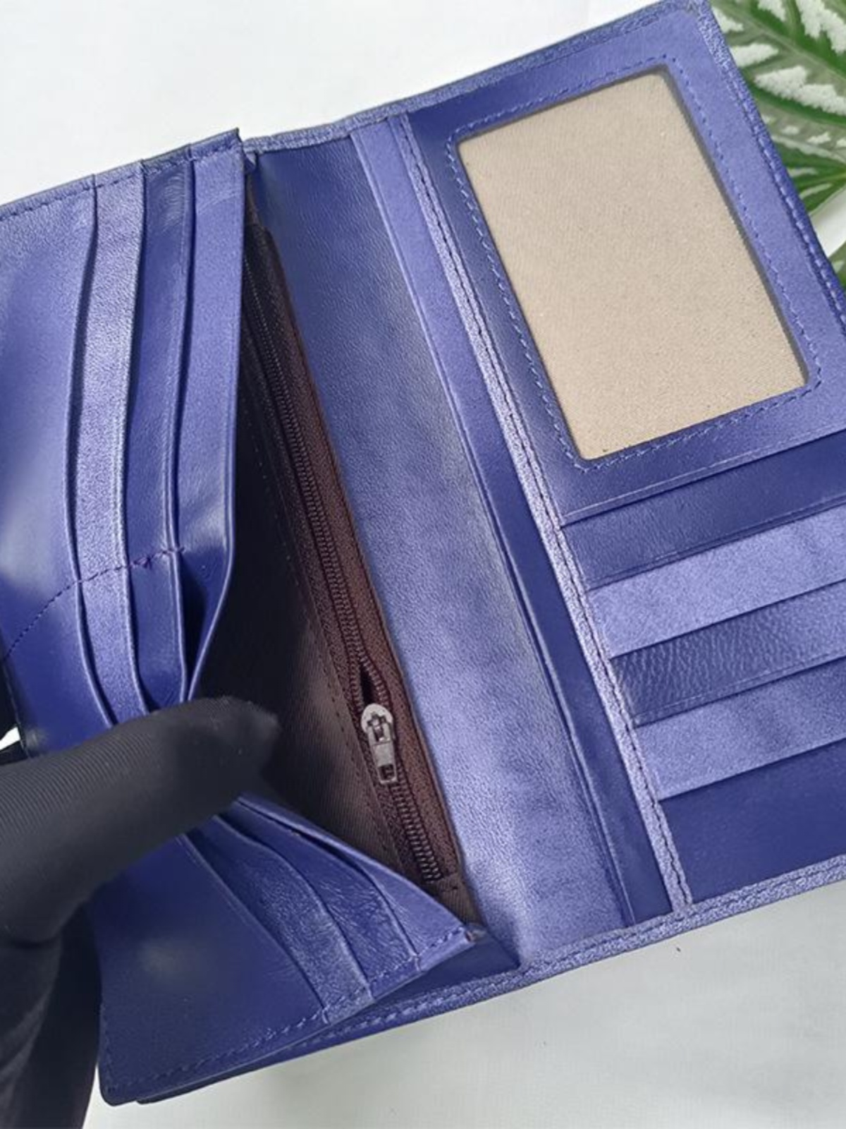 メンズ長財布 小型 編み込み風格子柄コンパクト財布