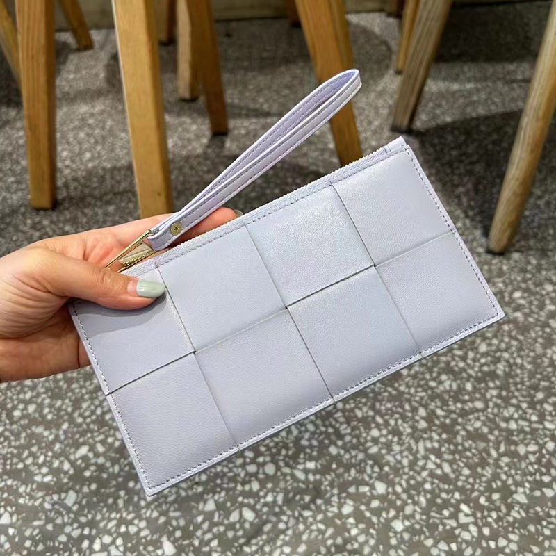 メンズ長財布 薄い 格子模様スリム長財布