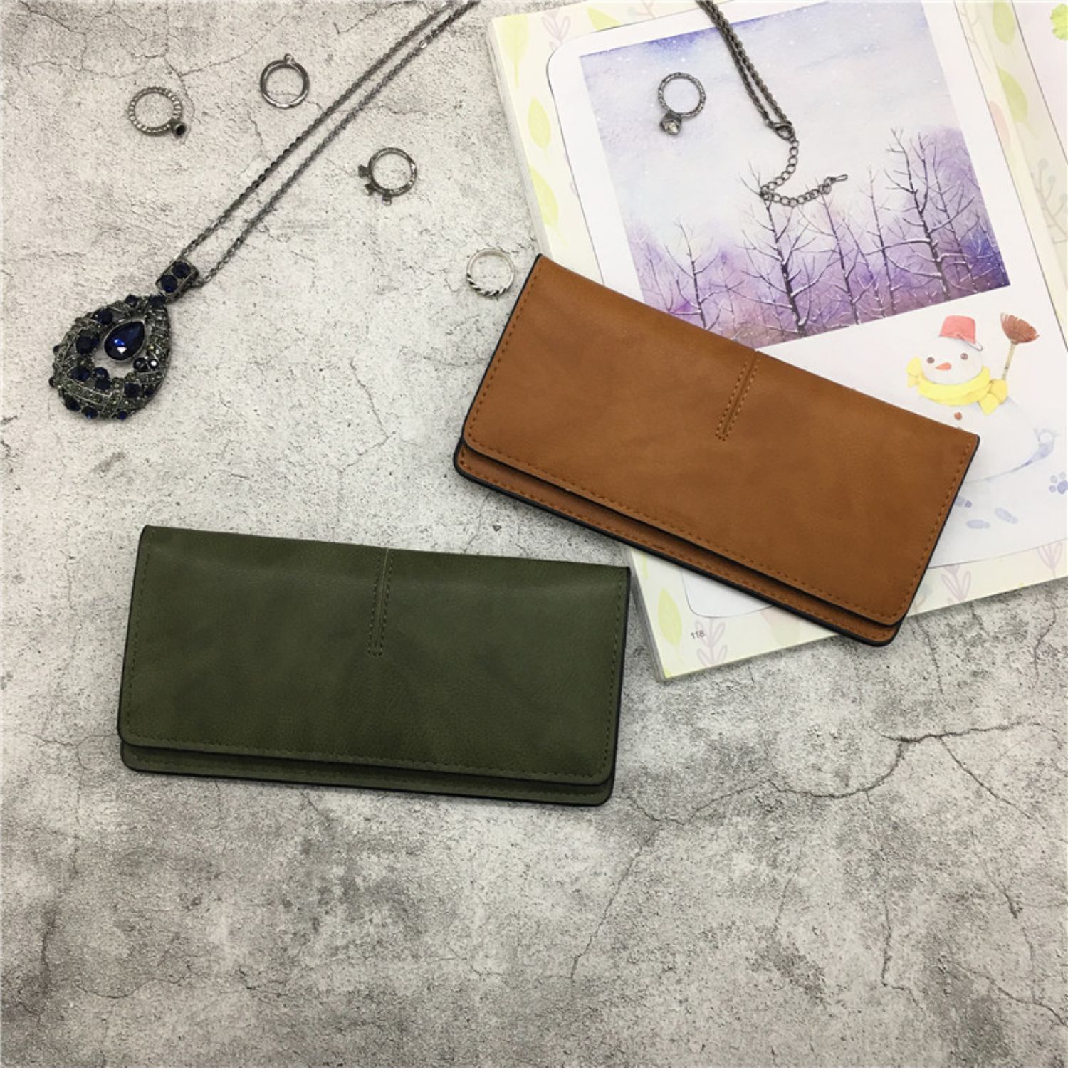 メンズ長財布 上質本革スリムデザイン二つ折り長財布