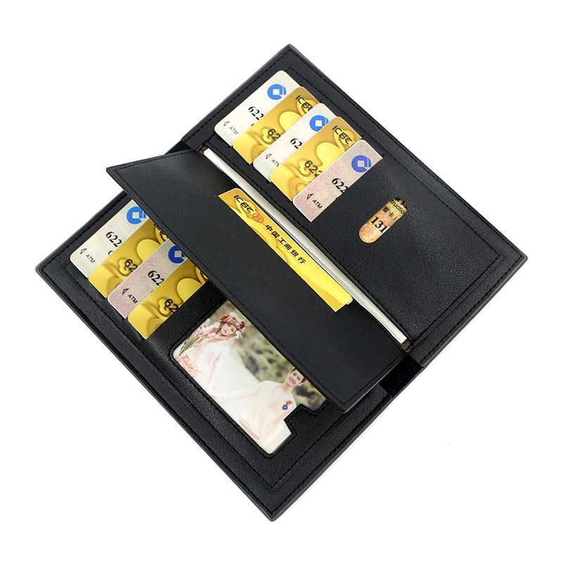 メンズ長財布 薄い 格子模様の薄型紳士財布