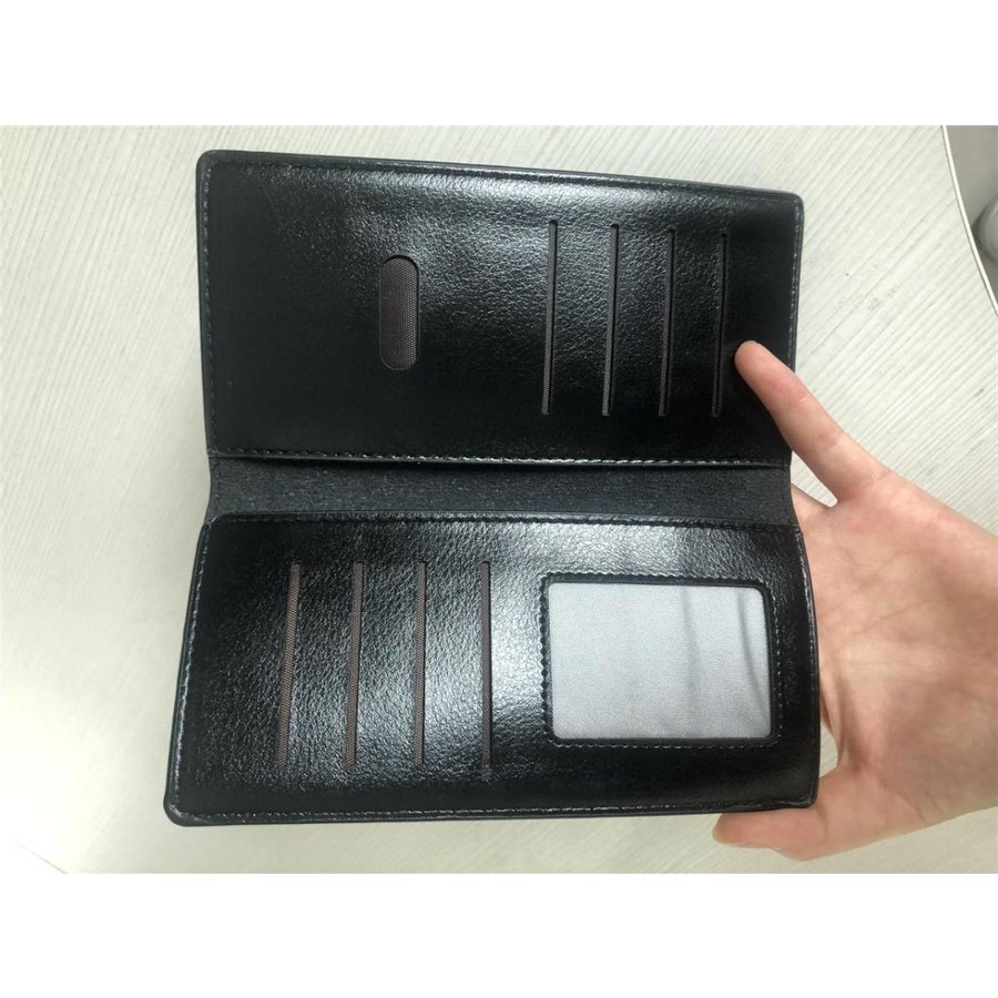 メンズ長財布 コンパクト薄型長財布 本革二つ折り多機能札入れ