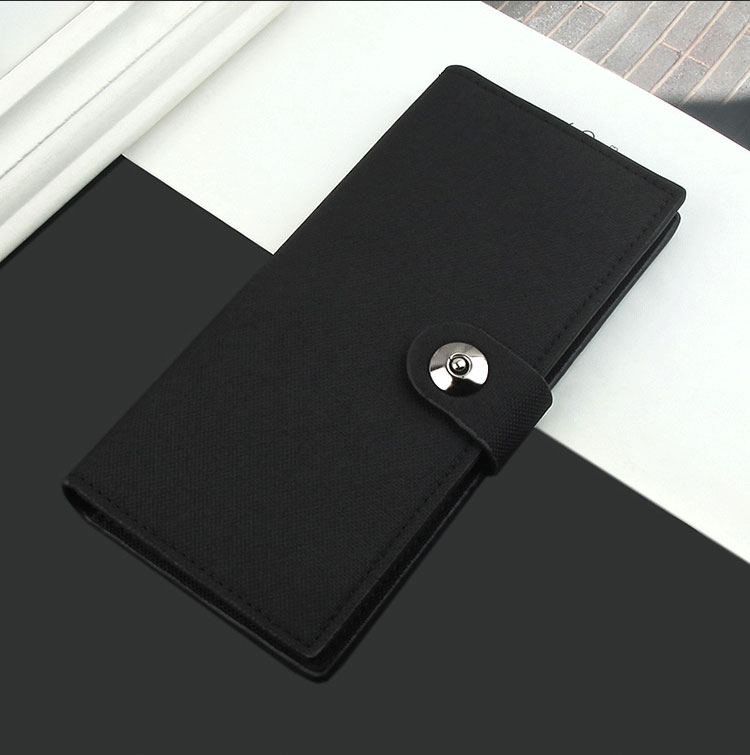 メンズ長財布 小型 シンプル薄型ボタン留め