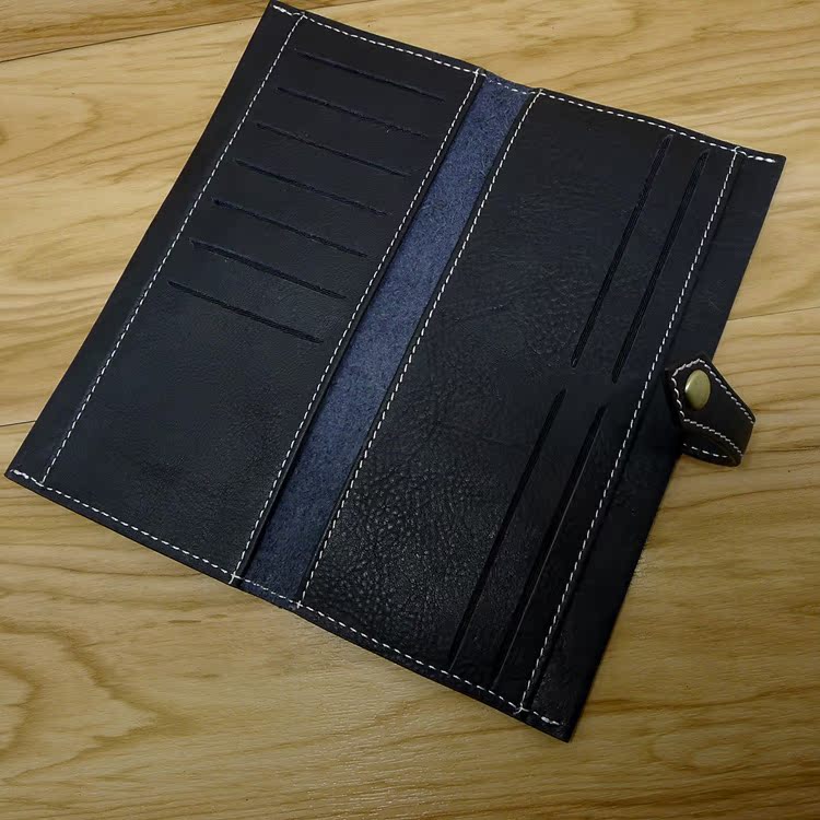 メンズ長財布 本革製スナップボタン式薄型長財布