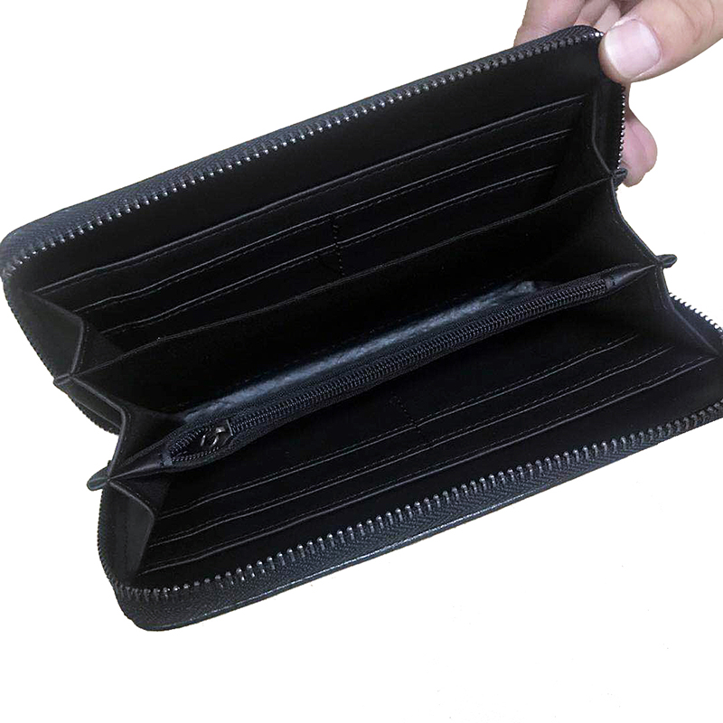 メンズ長財布 本革薄型ラウンドジップ長財布