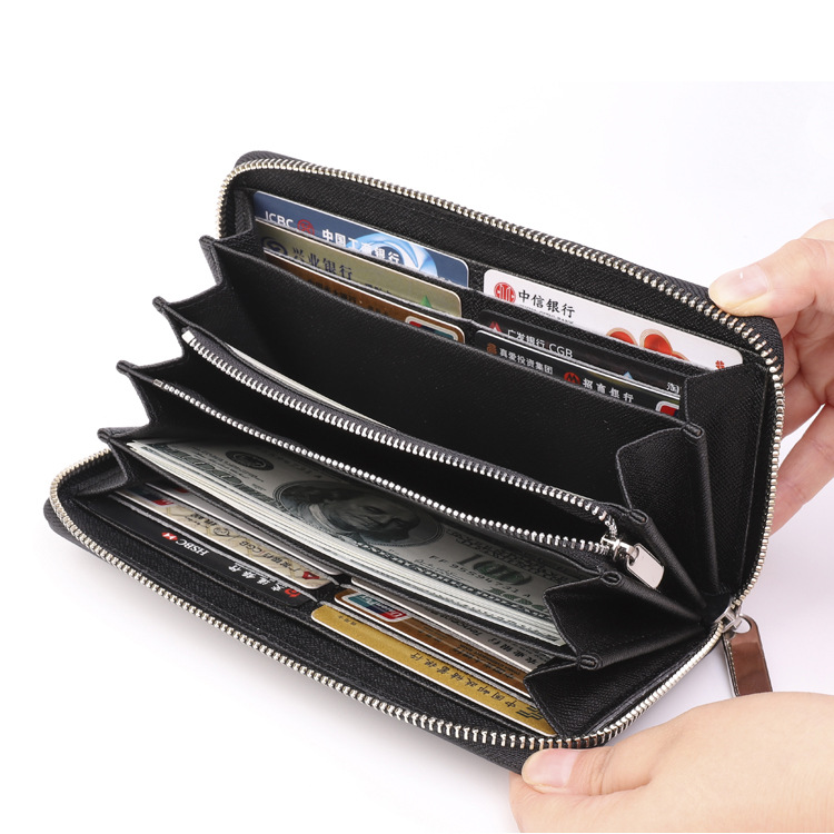 型押しレザー ラウンドファスナー メンズ長財布